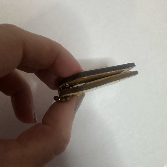 Authentic Two COACH Hang Tag / Key Chain 2 inch Patent Leather Beige/Brown - Picture 3 of 7